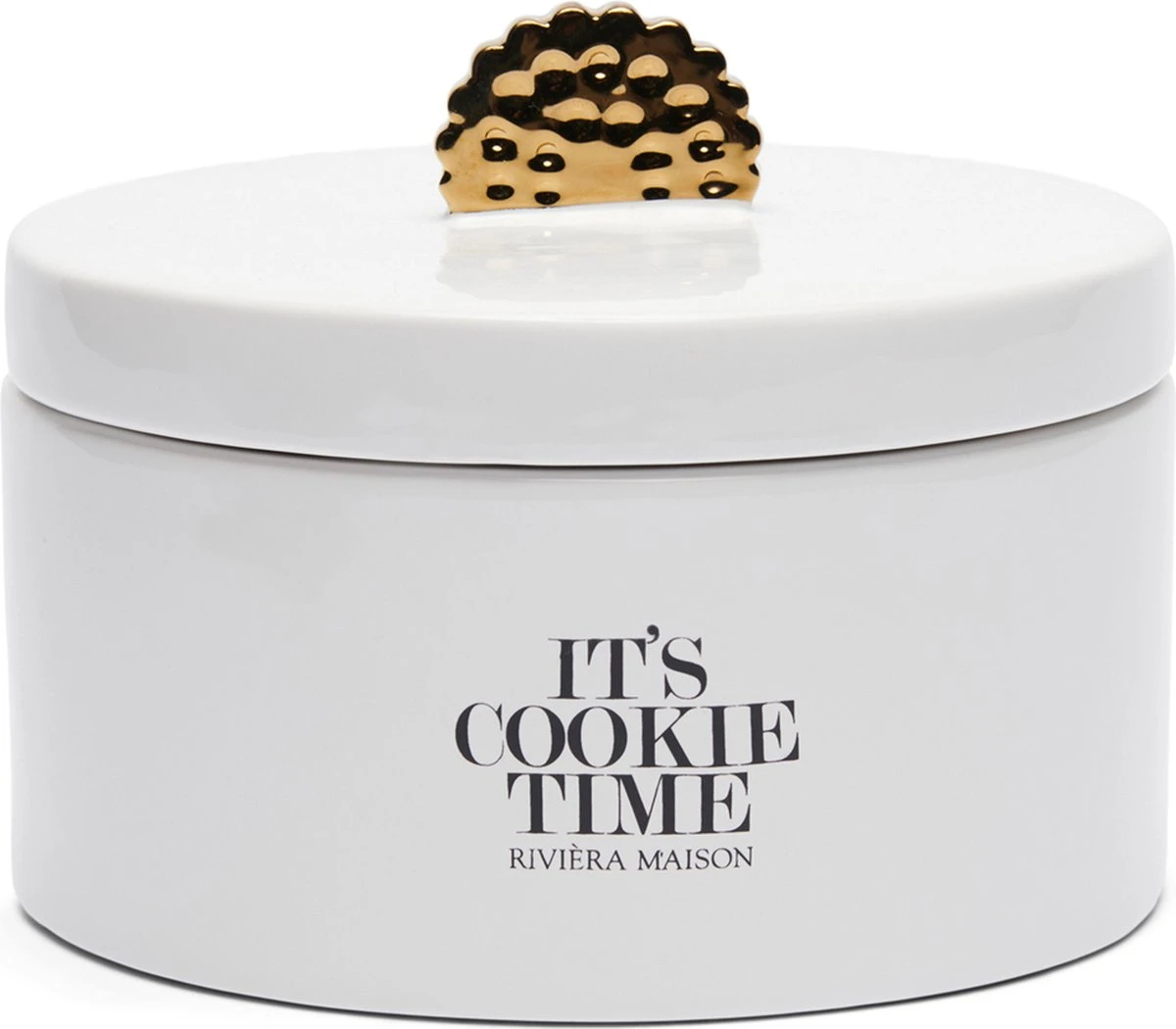 Riviera Maison Voorraadpot Met Deksel, Koekjestrommel - It's Cookie Time Storage Jar - Wit - Porselein