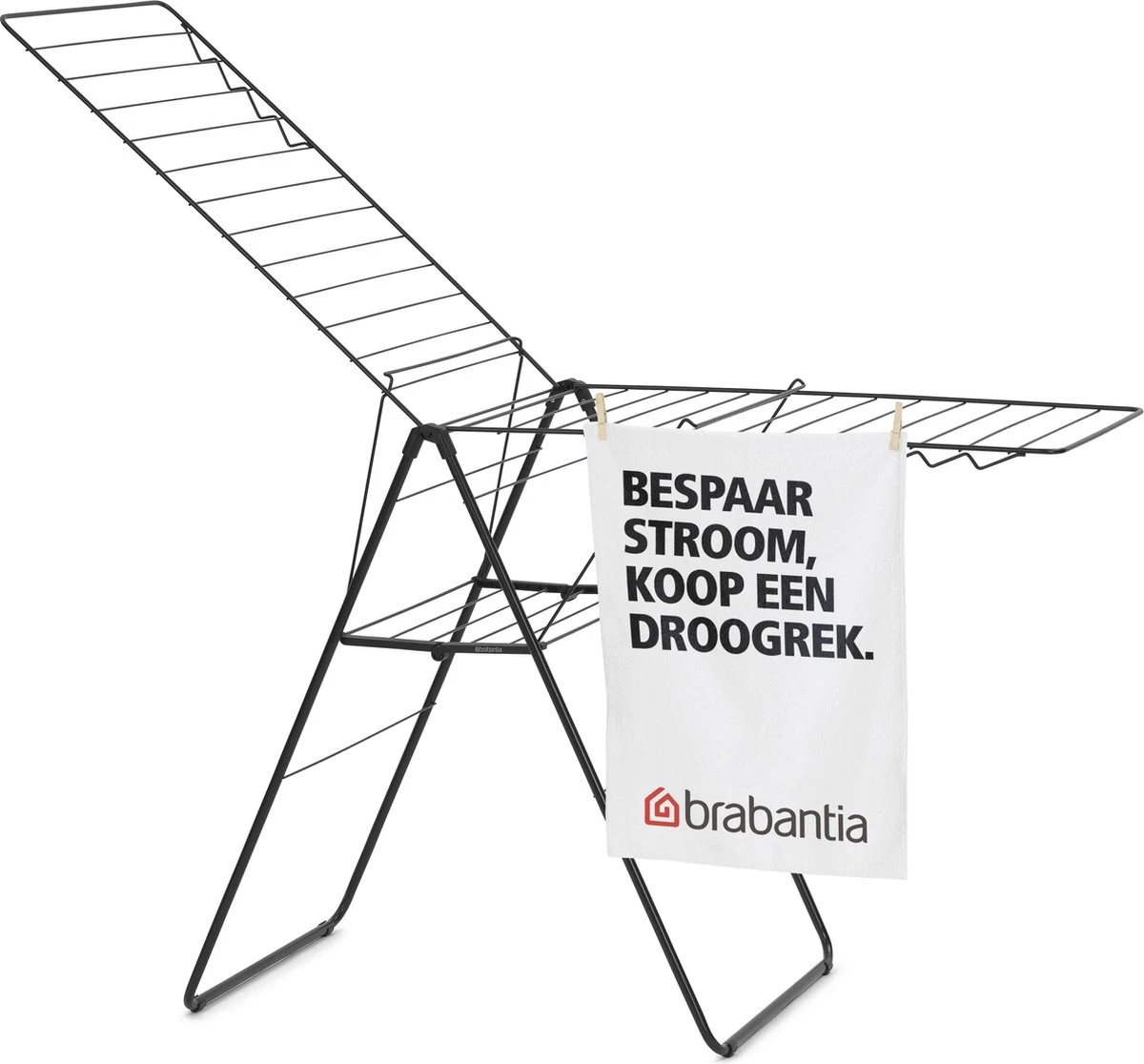 Brabantia HangOn Droogrek Inklapbaar - 25 Meter - Met Wasknijpertasje - Matt Black - Afbeelding 9