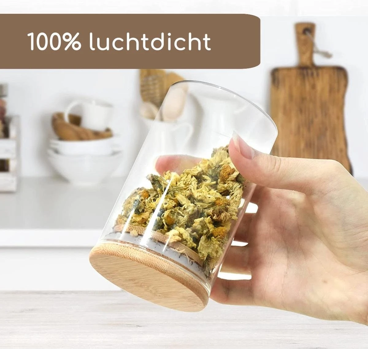 Quality Needz - Voorraadpotten - Glazen Potjes Met Deksel - 250 ML - 10 Delige Set - BPA-vrij - Gratis Pen & Herschrijfbare Stickers - Snoeppot - Afbeelding 3