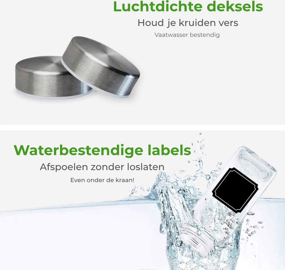 Soothe 24 Glazen Kruidenpotjes Set Met 2 Soorten Strooideksels – Kruidenstrooier – Compleet Pakket Incl Kruidenpotjes Stickers, Krijtstift En Accessoires - Afbeelding 11