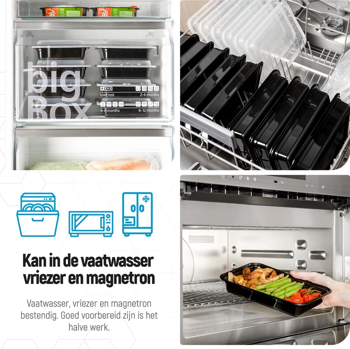Meal Prep Bakjes - 20 Stuks - 1 Compartiment - Lunchbox - Diepvriesbakjes - Vershoudbakjes - Plastic Bakjes Met Deksel - Magnetron Bakjes Met Deksel - Meal Prep - Vershouddoos - 1L - BPA Vrij - Fitcrafters - Afbeelding 2