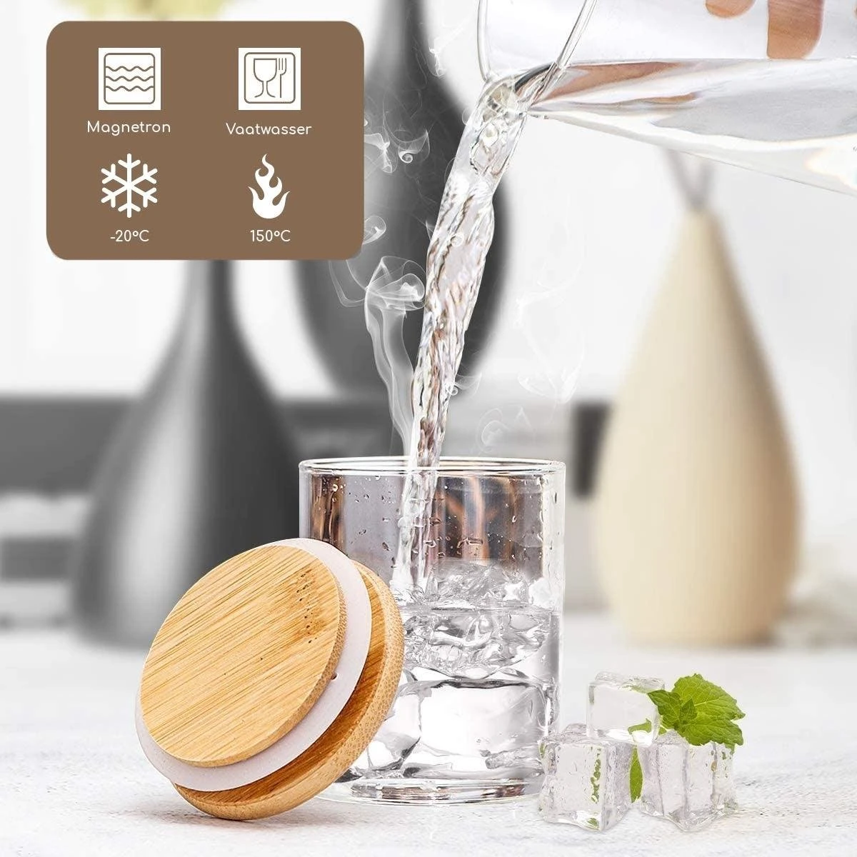 Quality Needz - Voorraadpotten - Glazen Potjes Met Deksel - 250 ML - 10 Delige Set - BPA-vrij - Gratis Pen & Herschrijfbare Stickers - Snoeppot - Afbeelding 6