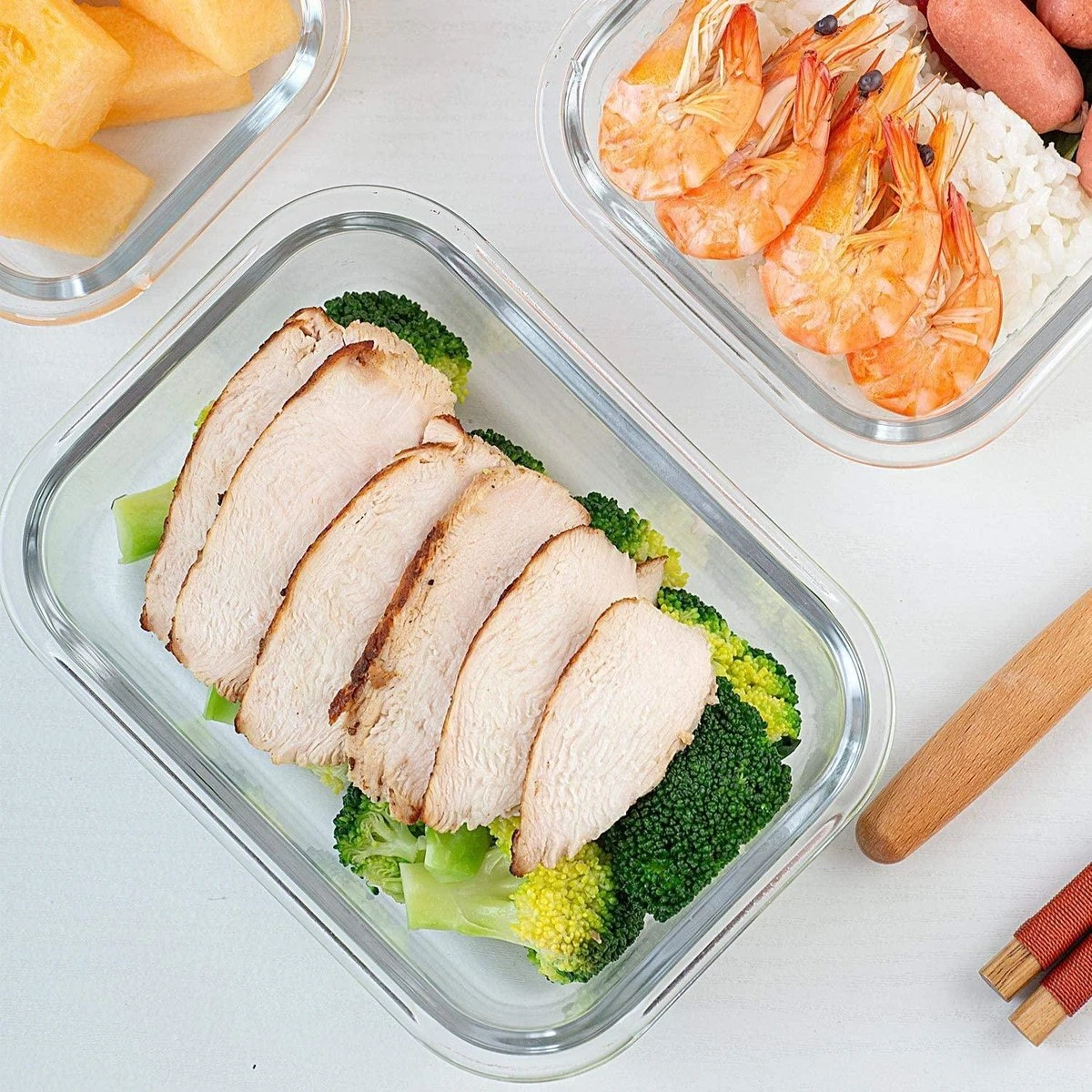 VMCA Glazen Vershoudbakjes Voor Vriezer Oven En Magnetron - 10 Bakjes - Grijs - Afbeelding 4