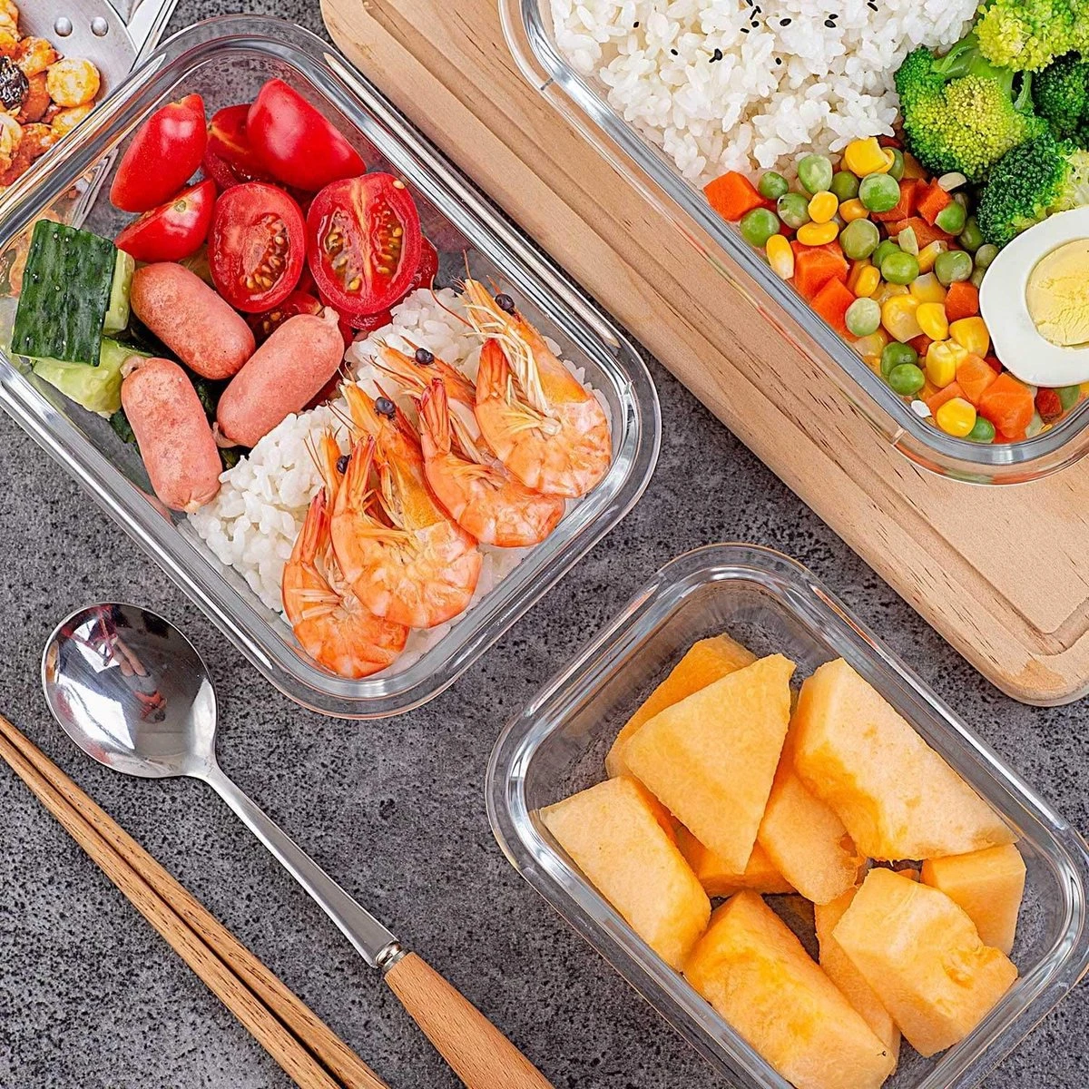 VMCA Glazen Vershoudbakjes Voor Vriezer Oven En Magnetron - 10 Bakjes - Grijs - Afbeelding 10