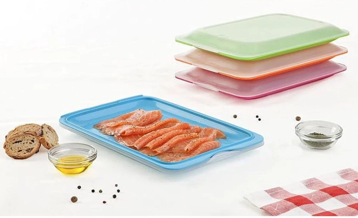 Merkloos Vershouddozen Vleeswarendoos Koelkast Vershoudbakje Bewaren Koelkast Beleg Bewaardoos Broodbeleg Stapelbaar Met Deksel 4 Stuks - Afbeelding 4