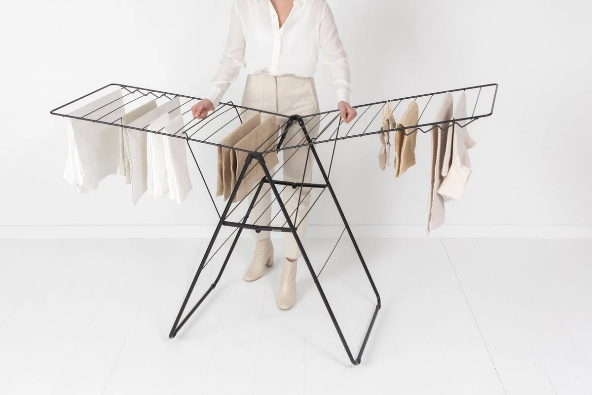 Brabantia HangOn Droogrek Inklapbaar - 25 Meter - Met Wasknijpertasje - Matt Black - Afbeelding 11