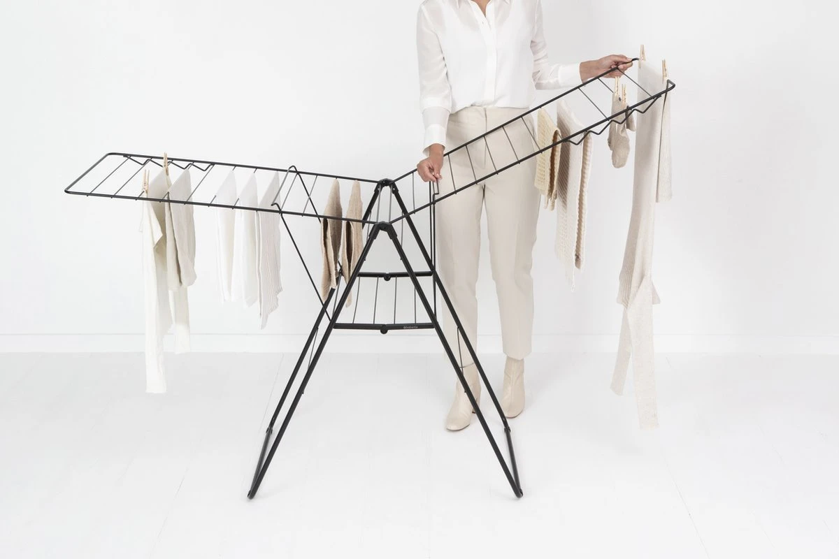 Brabantia HangOn Droogrek Inklapbaar - 25 Meter - Met Wasknijpertasje - Matt Black - Afbeelding 12