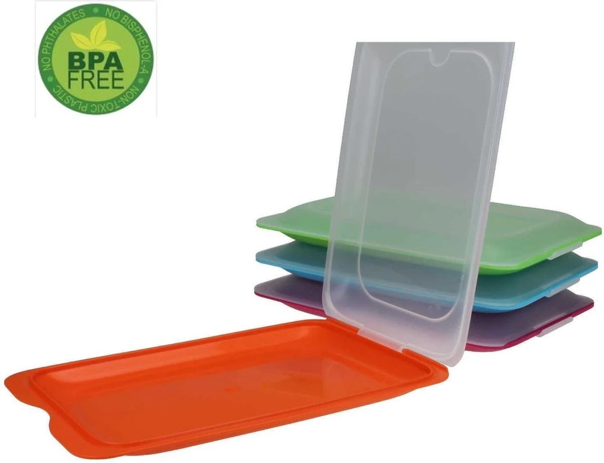 Merkloos Vershouddozen Vleeswarendoos Koelkast Vershoudbakje Bewaren Koelkast Beleg Bewaardoos Broodbeleg Stapelbaar Met Deksel 4 Stuks - Afbeelding 5