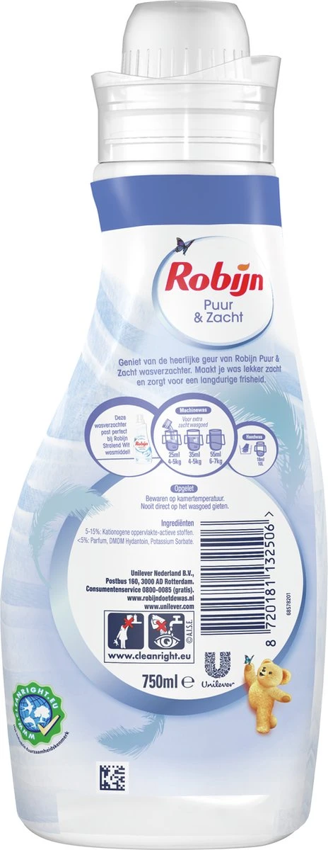 Robijn Puur & Zacht Wasverzachter - 8 X 30 Wasbeurten - Voordeelverpakking - Afbeelding 2