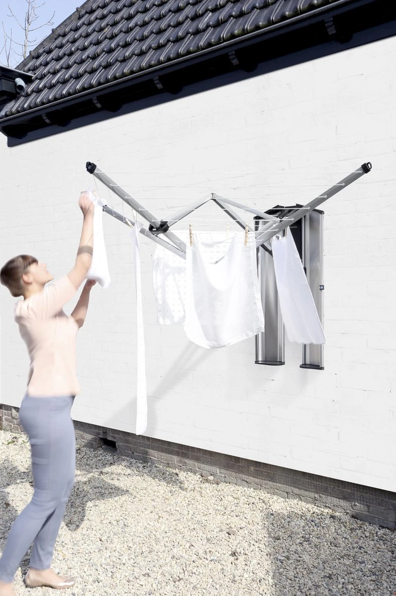 Brabantia WallFix Wanddroger - Met Opberg-/Beschermbox - 24 M - Metallic Grey - Afbeelding 6