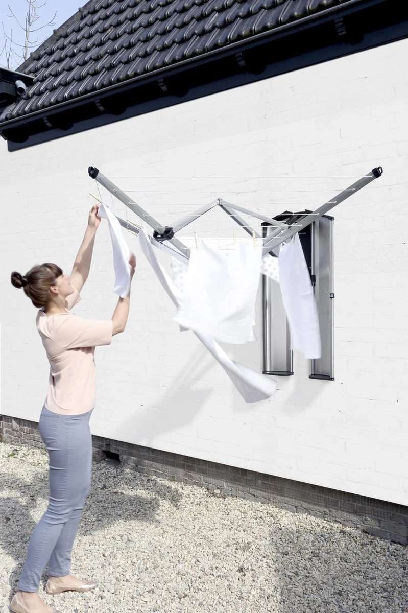 Brabantia WallFix Wanddroger - Met Opberg-/Beschermbox - 24 M - Metallic Grey - Afbeelding 7