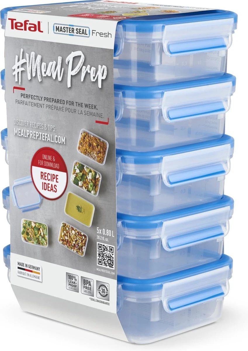 Tefal MasterSeal Fresh Mealprep Set - 5 X 800ml - Blauw - Afbeelding 10